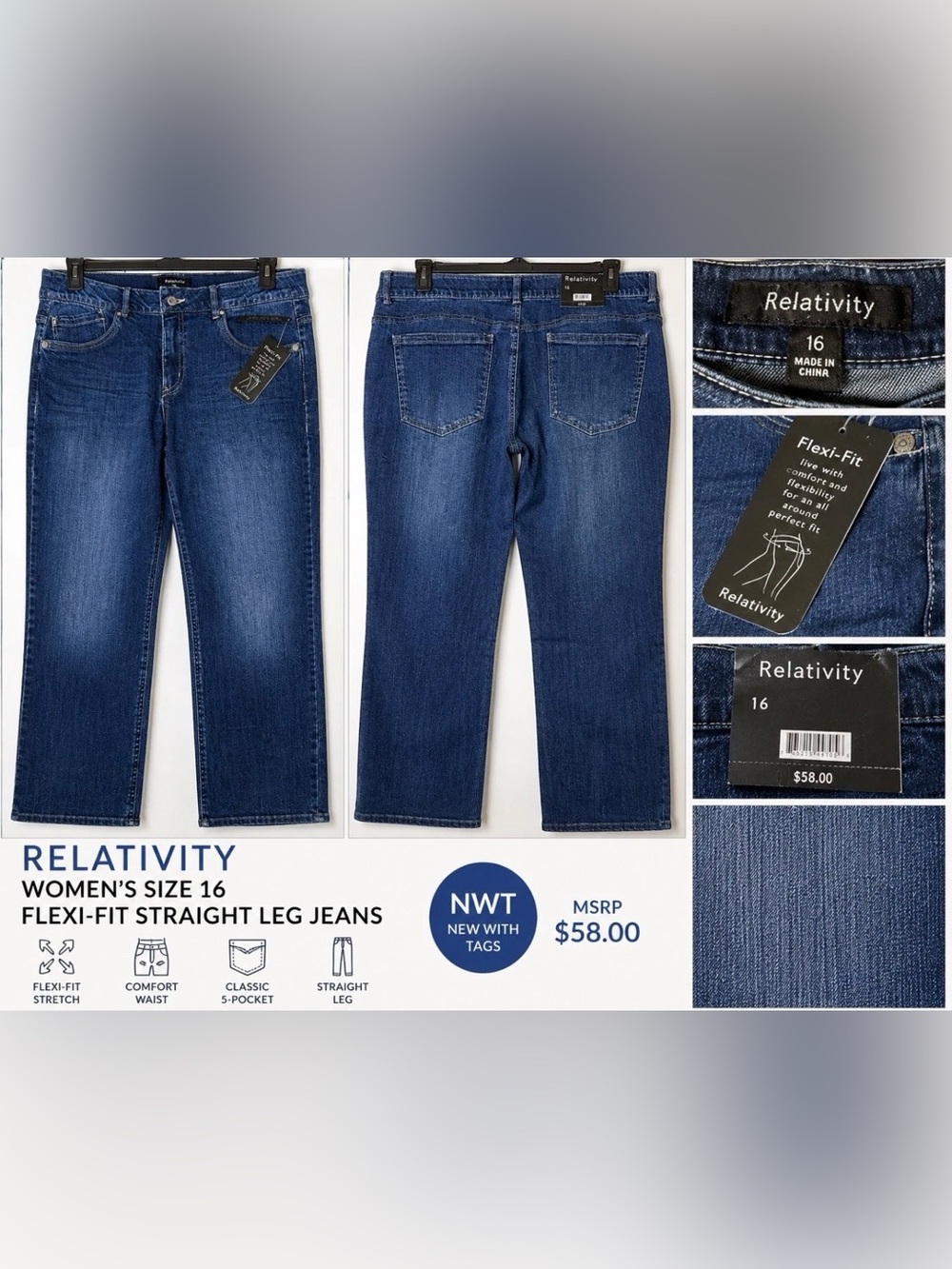 Relativity Women’s Straight Leg Jeans in Deep Indigo
